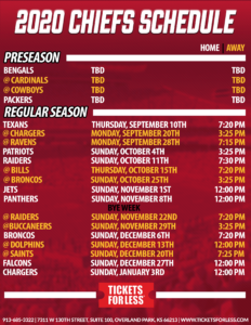 Chiefs Printable Schedule - Kansas City Chiefs Schedule